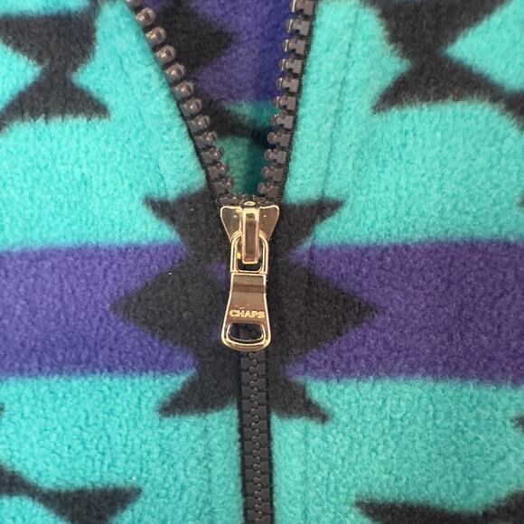 Chaps Sport Full Zip Fleece Vest Size L Aztec Southwestern Tribal Fall Winter - Picture 4 of 9